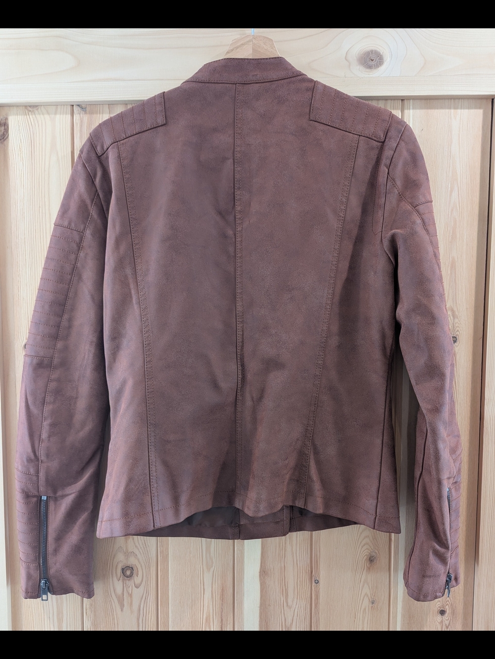 ONLY Brown Faux Suede Moto Jacket Women's - Picture 5 of 9
